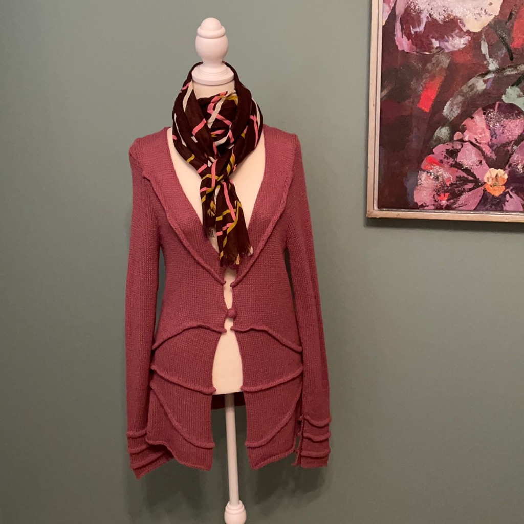 Alicia Adam’s Alpaca Mauve Cardigan Sweater, M